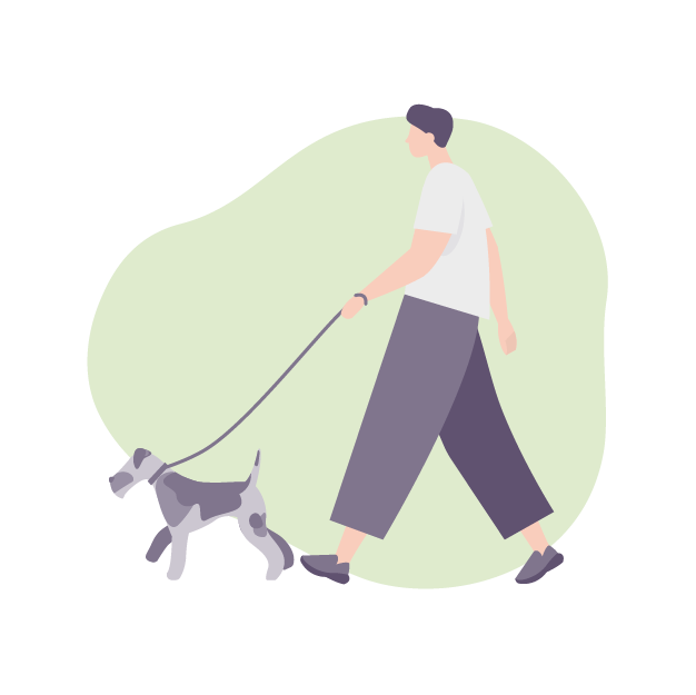 person walking a dog