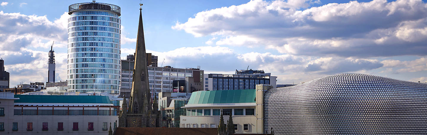 View of the Birmingham skyline overlooking the Bullring