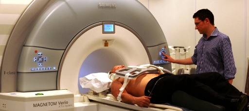 A man undergoing an MRI scan