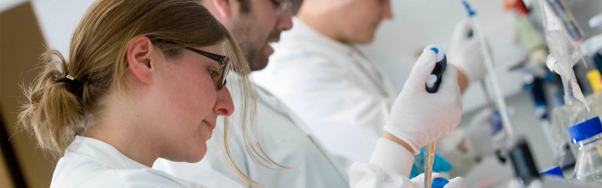 Woman and male researchers working