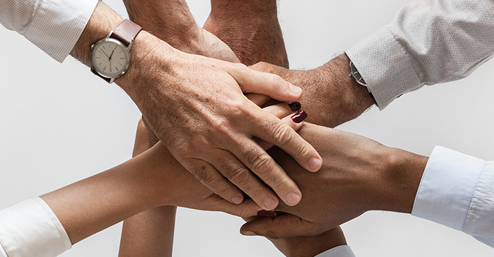 Hands in together membership heading image