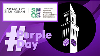 Purple image with Old Joe and #PurpleDay.