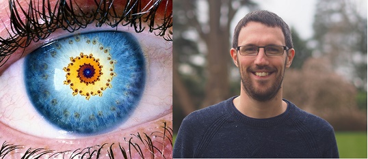 Human eye with a fractal, and Dr Paul Roberts