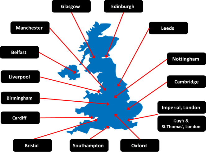 ARISTOCRAT hospitals UK map