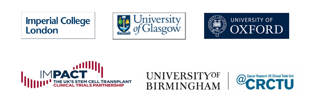 Logos left to right - Imperial College London, University of Glasgow, University of Oxford, below, IMPACT and University of Birmingham CRCTU