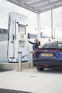 Car being refuelled at ITM Power pump with Hydrogen