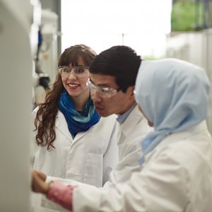 Postgraduate students working in a laboratory