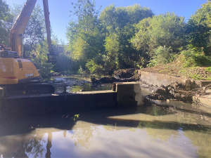 Progress of the the weir removal - some weir has been removed from the river.