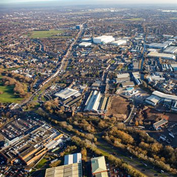 An aerial view of Tyseley Energy Park and the surrounding area