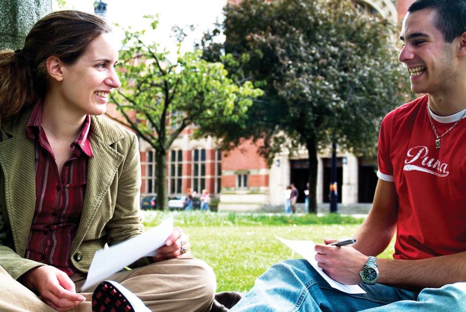 Students on campus at the University of Birmingham