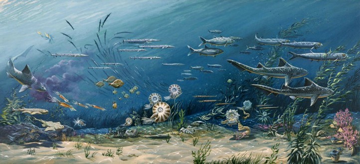 Illustration of a Mesozoic Marine ecosystem