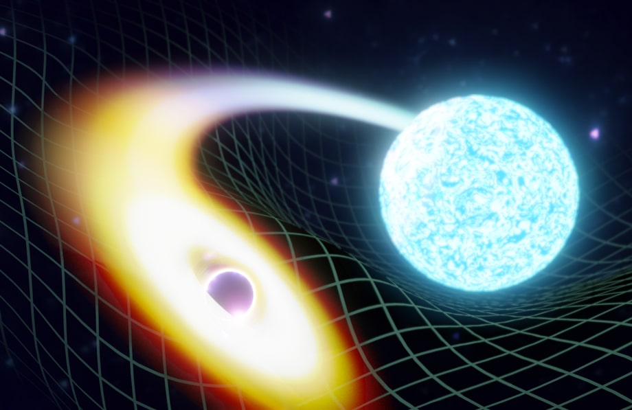 artistic impression of black hole and neutron star