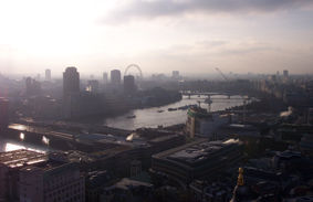London skyline with air pollution