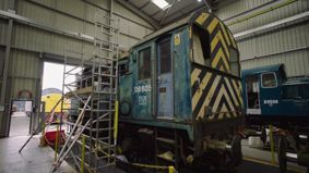 Diesel shunter in Severn Valley Railway engine shed