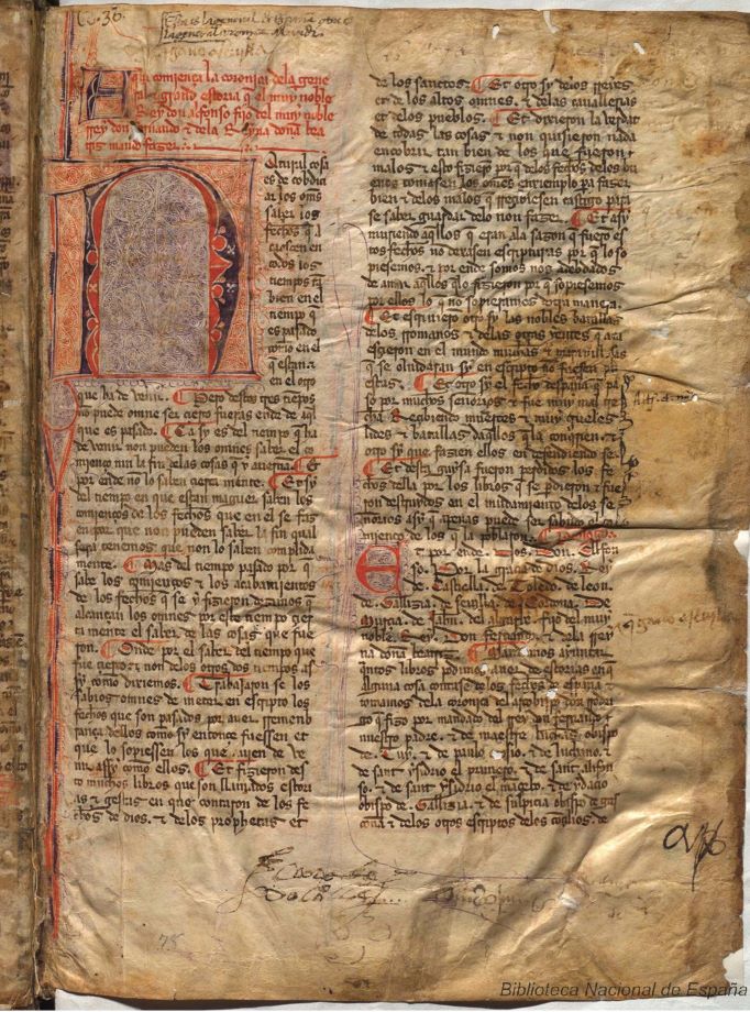 The manuscript from Estoria de Espanna.