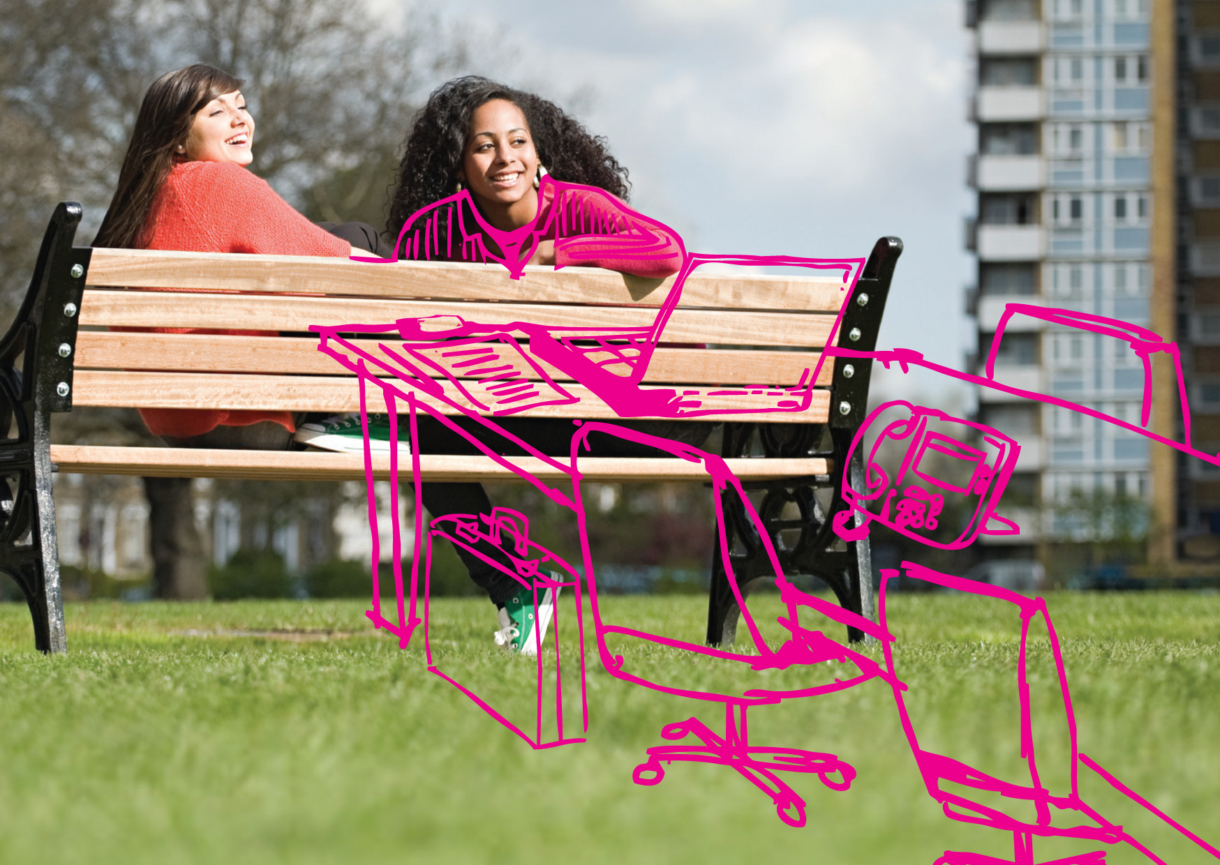 Girls on bench