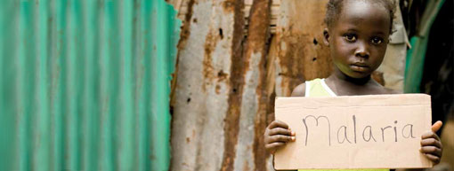 Little African girl holding a malaria sign