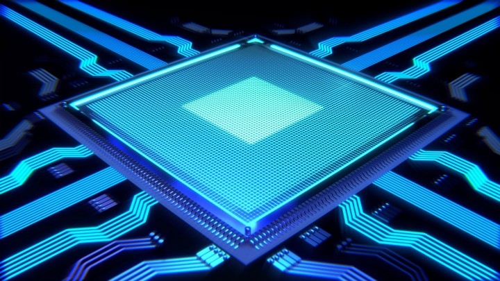 Computer visualisation of a processor chip