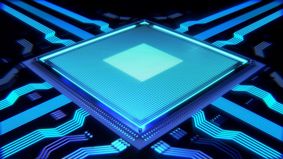 Computer visualisation of a processor chip