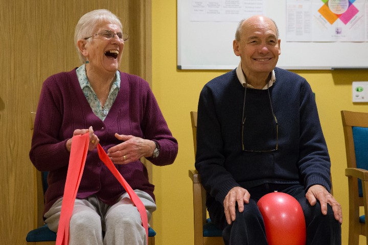 Elderly people exercising