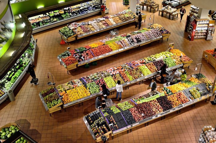 Produce section in a supermarket