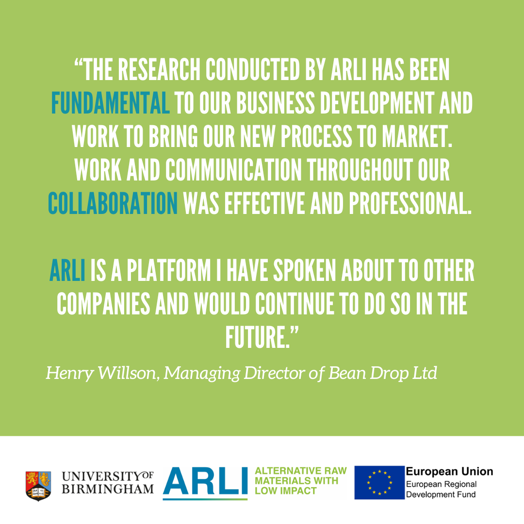 "The research conducted by ARLI has been fundamental to our business development and work to bring our new process to market. Work and communication throughout our collaboration was effective and professional. ARLI is a platform I have spoken about to oth