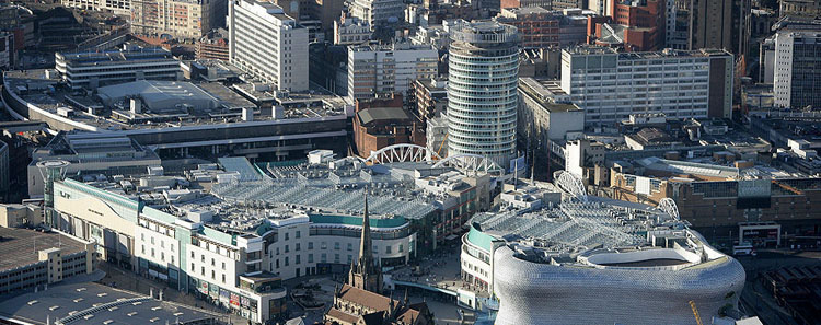 Aerial shot of Birmingham city centre