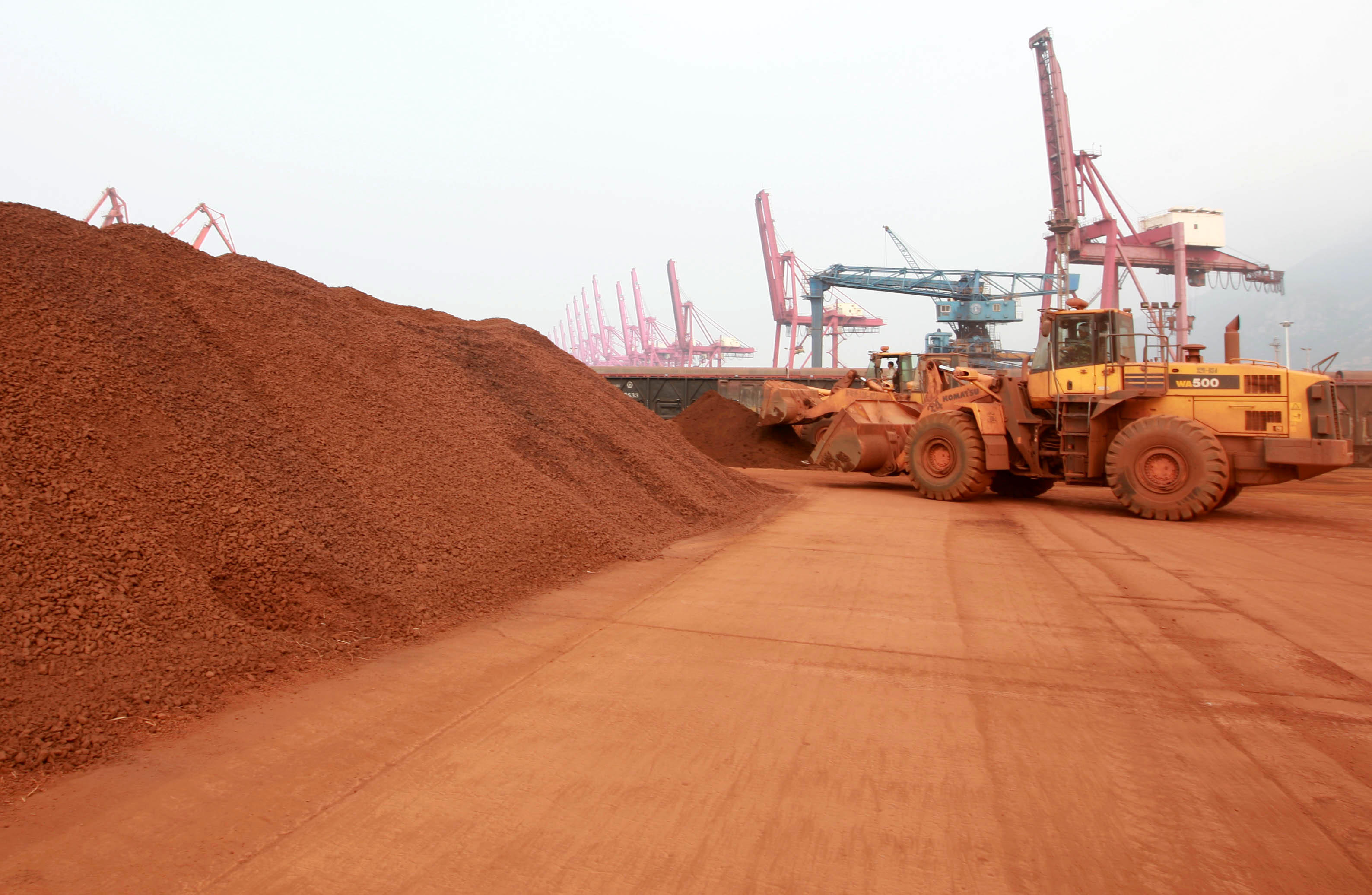 A truck transports rare earth to be exported at the Port of Lianyungang in Jiangsu Province, China