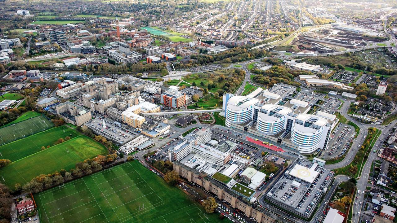 Aerial view of Birmingham Life Sciences Park