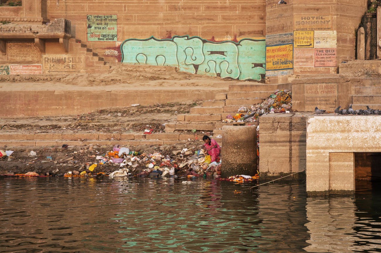 Polluted Ganges river
