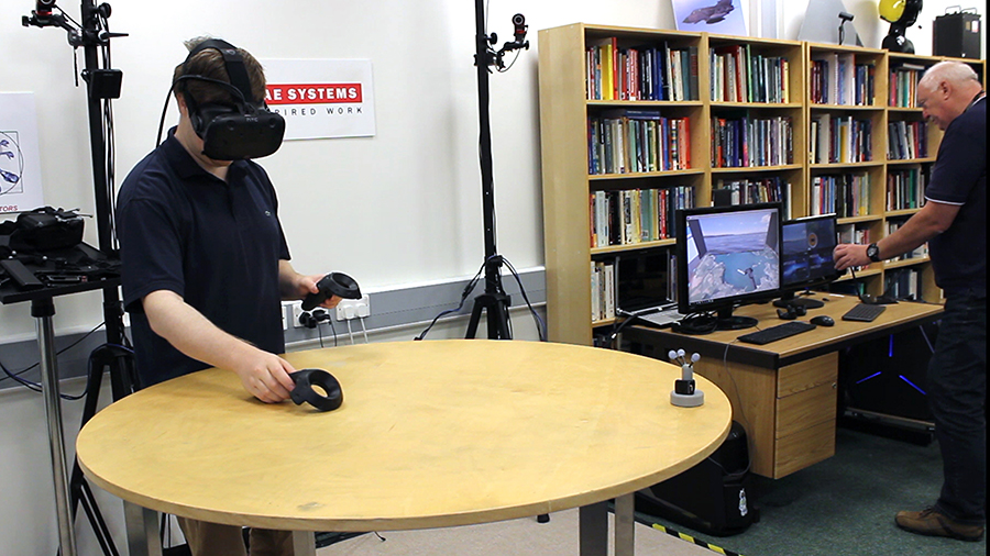 Person using Mixed Reality interfaces at "Command Table" Research Space