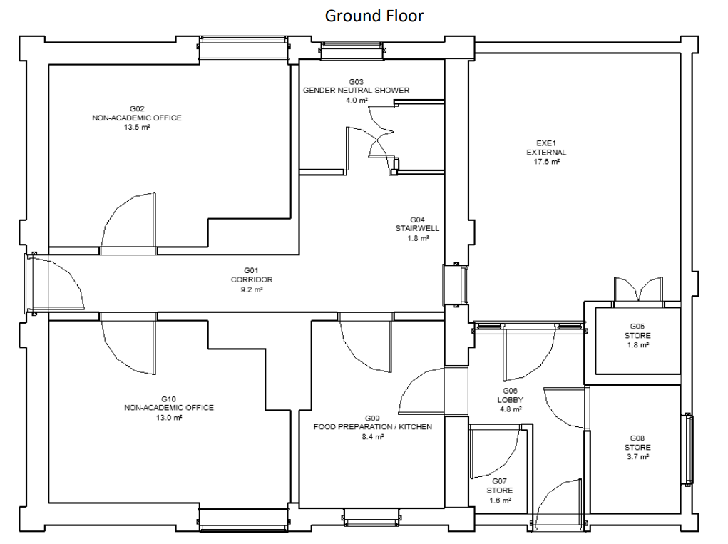 Floor plan showing the ground floor layout and dimensions of Bristol Road Lodge