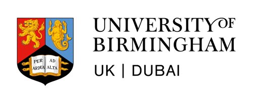 Iniversity of Birmingham crest, UK and Dubai