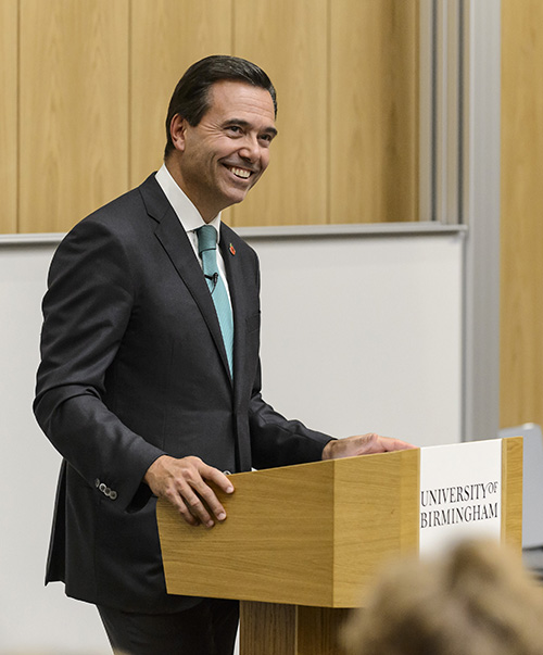 António Horta-Osório, Chief Executive of Lloyds Banking Group giving this year’s Annual Birmingham Business School Advisory Board Guest Lecture – Helping Britain prosper in uncertain times