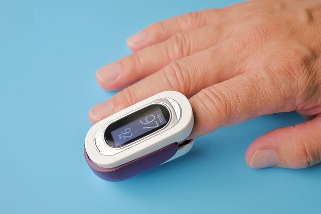 Pulse oximeter on a patient's finger