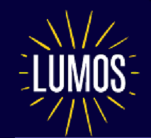 The word Lumos on a dark blue background with yellow lines radiating out from it