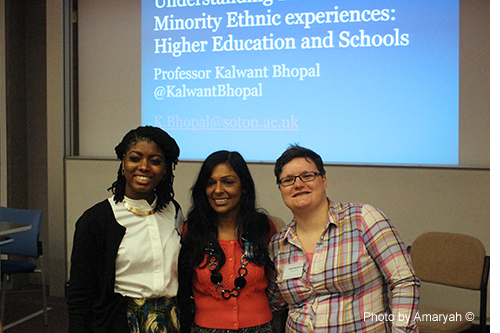April-Louise, Professor Kalwant Bhopal and Holly (co-chairs of the conference organising committee and Keynote speaker)