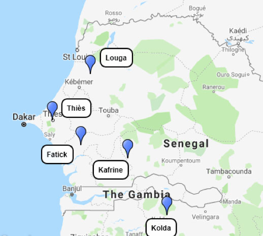 Map of Senegal region