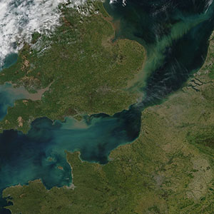 Satellite view of the English channel