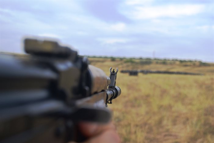 A military gun in the field