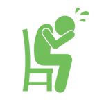 Infographic of a crying man on a chair