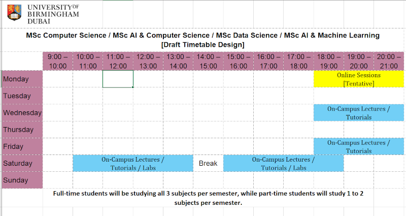 Computer science timetable