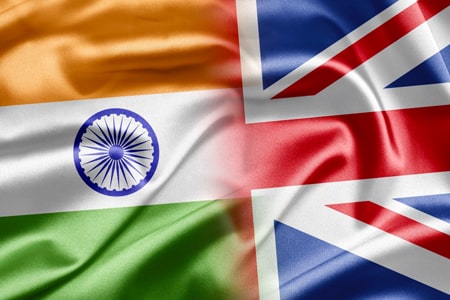The India flag and Union flag merging into one
