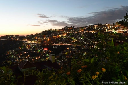 The Indian city of Shimla at dusk