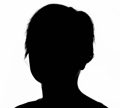 Black silhouette of a female against a white background