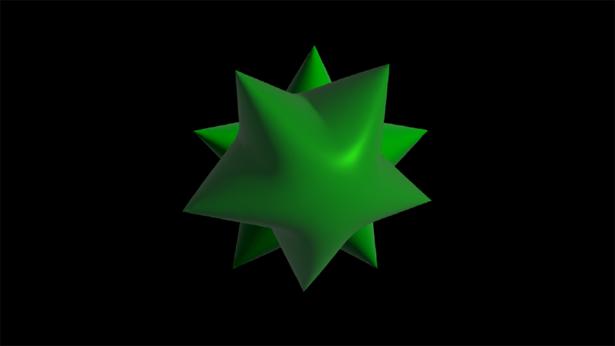 A green sphere with spikes representing particulate matter