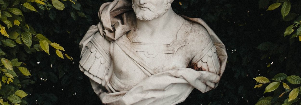 white marble bust of philosopher