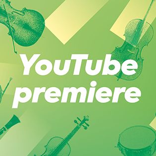 Drawings of musical instruments with the words youtube premiere