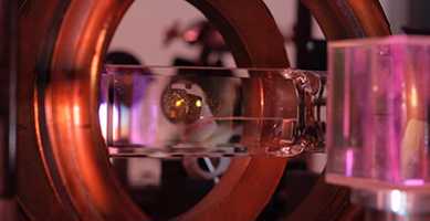 Close-up of quantum technology equipment