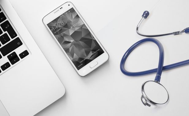 A stethoscope and mobile phone.